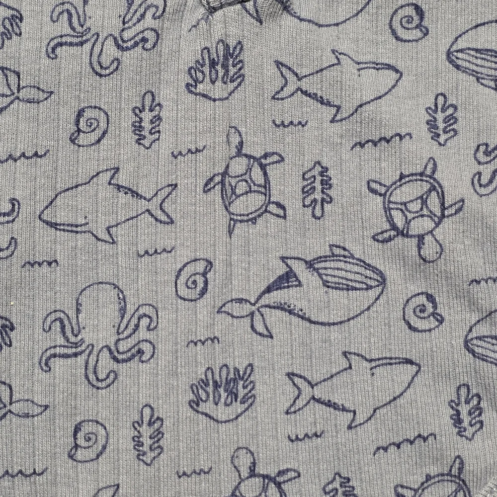 Millie & Myles Onesie Cotton Ribbed Blue Sea Animals Bodysuit Newborn Baby - 3m